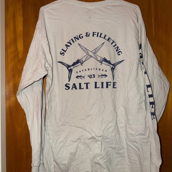 Salt Life Men’s Long Sleeve Pocket Tee - Pale Blue - Picture 3 of 4